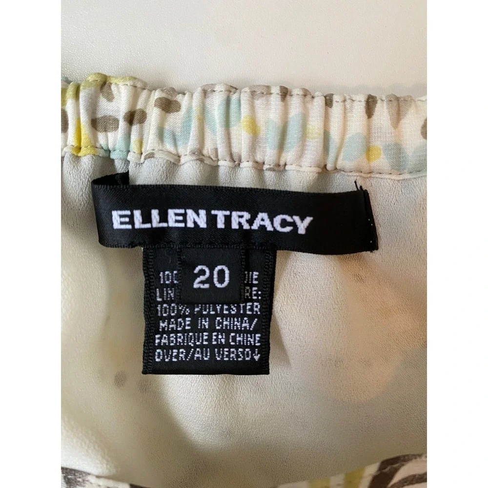 Ellen Tracy Silk Paisley Midi Skirt Brown Tan Green Ruffle Front Size 20 Plus